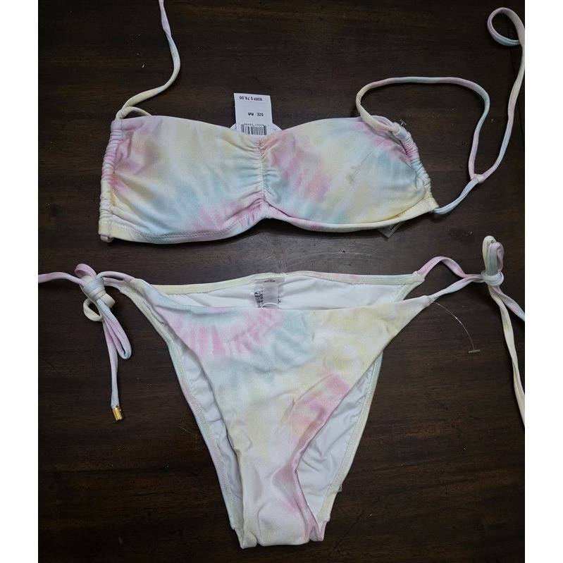 Nwt Pilyq Uto Luna M Ruched Scoop Utopia Bikini Swim Top & Bottom 126883